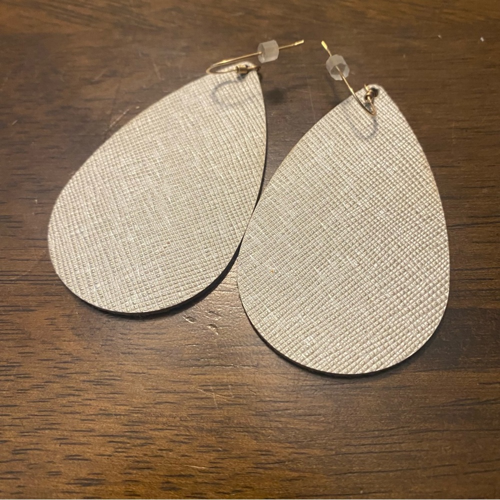 Nickel and Suede tear drop earrings